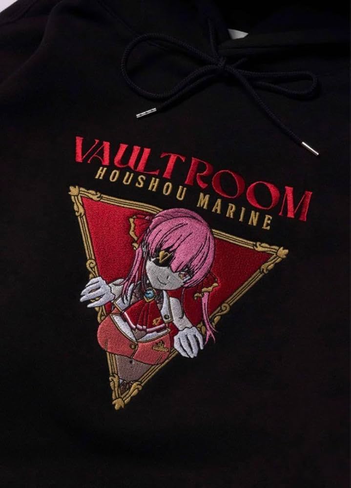 vaultroom × 宝鐘マリン HOODIE Amazon.co.jp: vaultroom 宝鐘マリン VR × MARINE HOODIE BLK